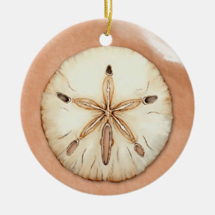 Aquarell-Sand-Dollar am Strand Keramik Ornament