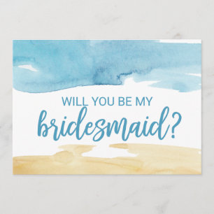 Aquarell Sand und Meer werden Sie meine Brautjungf Einladung