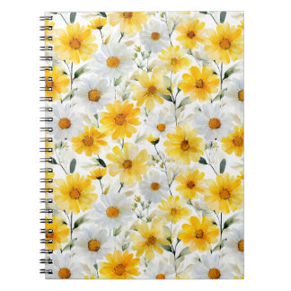 Aquarell Sanfte Gelbe Daisy Weiße Blumige Muster Notizblock