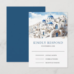 Aquarell Santorin Griechenland Hochzeit RSVP Karte