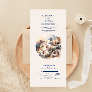 Aquarell Santorin Ziel Hochzeit Alles Inbegriffen All In One Einladung
