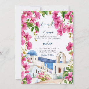 Aquarell Santorini Hochzeits-Einladung Einladung