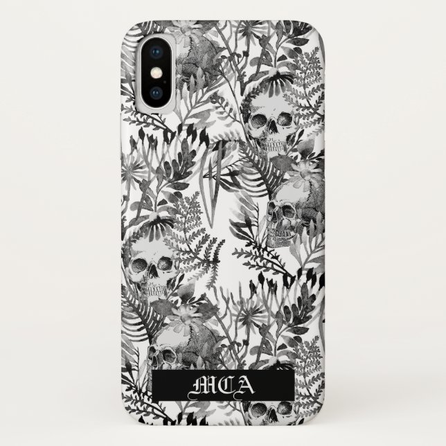 Aquarell-Schädel-Garten Case-Mate iPhone Hülle (Rückseite)