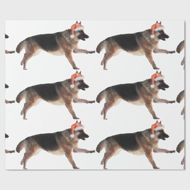 Aquarell-Schäferhund-Feiertag Geschenkpapier (Flach)