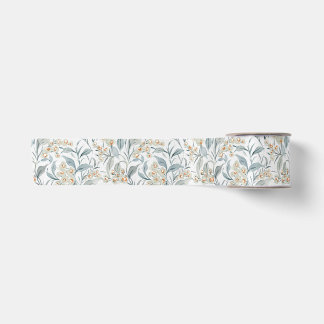 Aquarell Schiefergraue Botanische Eukalyptusblätte Satinband