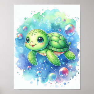 Aquarell-Schildkröte Poster