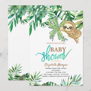 Aquarell Schlafender Faultier Sommer Babyparty Einladung