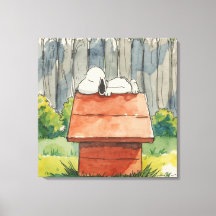 Aquarell schlafender Hund auf rotem Hundehaus Kuns
