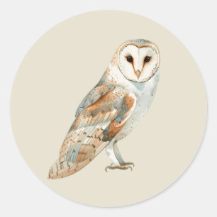 Aquarell Schleiereule Vogel Wilde Tier Kunst Runder Aufkleber
