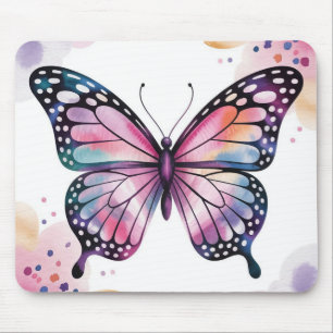 Aquarell-Schmetterling & Konfetti-Punkte-Mauspad Mousepad