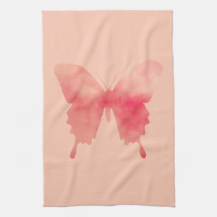 Aquarell-Schmetterling - Koralle und Pfirsich Geschirrtuch