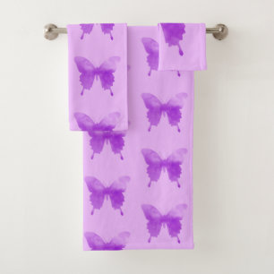 Aquarell-Schmetterling - Lavendel und Veilchen Badhandtuch Set