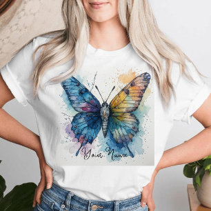 Aquarell-Schmetterling-Naturkunst Personalisiert T-Shirt