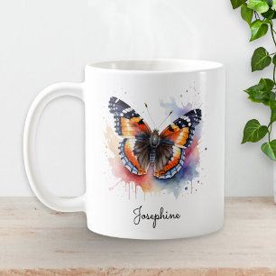 Aquarell Schmetterling Roter Admiral Personalisier Kaffeetasse