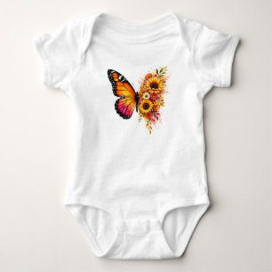 Aquarell Schmetterling Sonnenblume PNG Florales De Baby Strampler