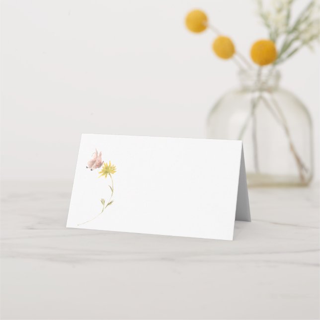 Aquarell Schmetterling Wildblume Gartenanlage Platzkarte (Vorderseite)