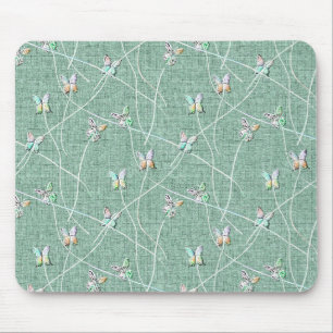 Aquarell Schmetterlinge auf Minzgrün  Mousepad