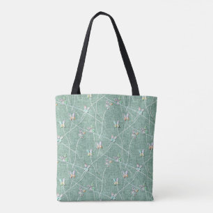 Aquarell Schmetterlinge auf Minzgrün Tasche