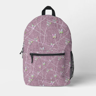 Aquarell-Schmetterlinge auf staubigem Rosa Bedruckter Rucksack