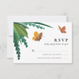 Aquarell-Schmetterlinge Grüne Foliage RSVP Karte