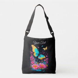 Aquarell Schmetterlinge Rosa Blume Blau elegant Tragetaschen Mit Langen Trägern