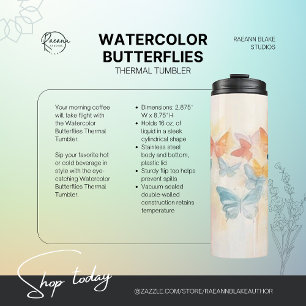 Aquarell-Schmetterlinge-Thermal-Tumbler Thermosbecher