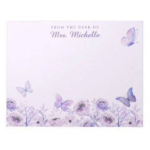 Aquarell Schmetterlinge Wildblumen Garten Flieder Notizblock