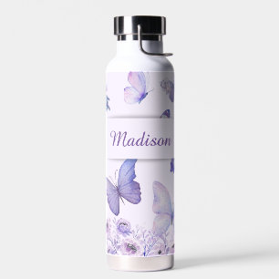 Aquarell Schmetterlinge Wildblumen Garten Flieder Trinkflasche
