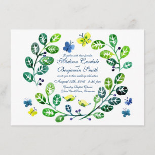 Aquarell-Schmetterlingsgarten-Hochzeitseinladungen Einladung