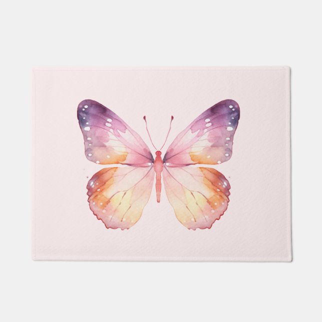 Aquarell-Schmetterlingskunst  Fußmatte (Vorderseite)
