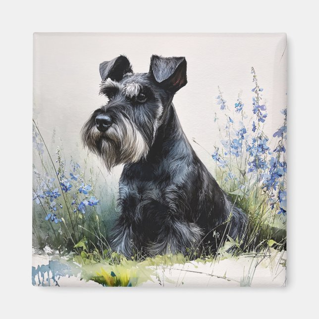 Aquarell-Schnauzer Magnet (Vorne)