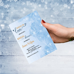 Aquarell-Schnee in Liebe Winter Brautparty Einladung
