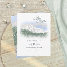 Aquarell, Schneebedeckter Berg, Winterhochzeit