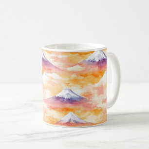 Aquarell-Schneeberge Orange Dämmerungsszene Kaffeetasse