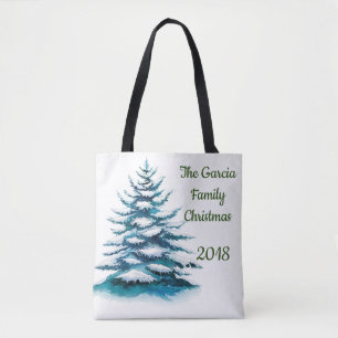 Aquarell Schneekiefer & Kraut 2-seitige Familie Tasche