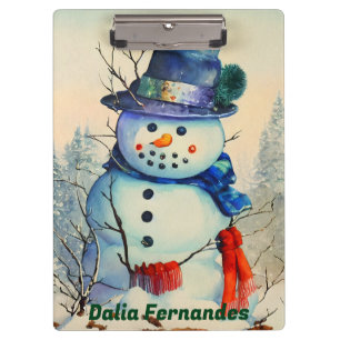 Aquarell-Schneemann individuell anpassbares Klemmb Klemmbrett