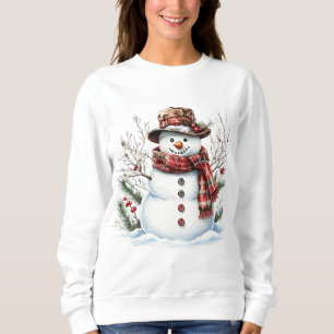 Aquarell-Schneemann Klassischer Karo-Schal Winter Sweatshirt