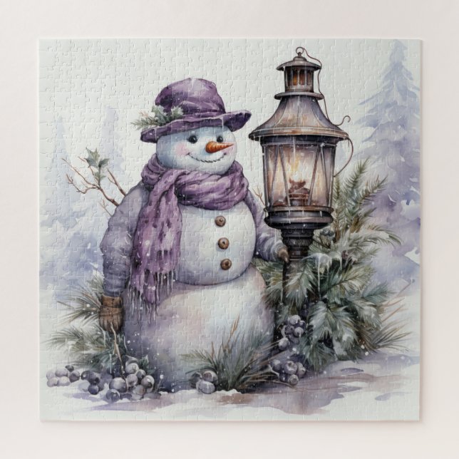 Aquarell-Schneemann-Puzzle (Vertikal)