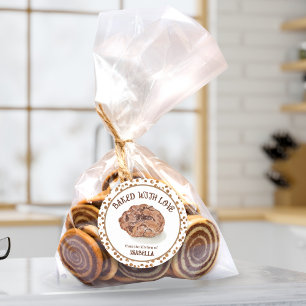 Aquarell-Schokoladenchipkekse mit Liebe gebacken Runder Aufkleber