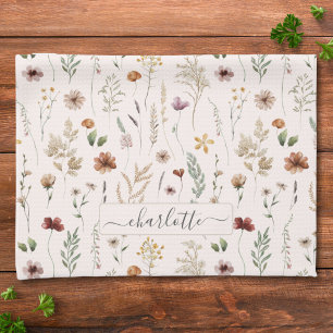 Aquarell Schön Floral Wilde Blumen Muster Geschirrtuch