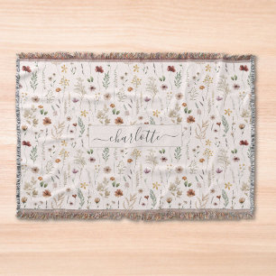 Aquarell Schönes Wildblumen-Blumenmuster  Decke