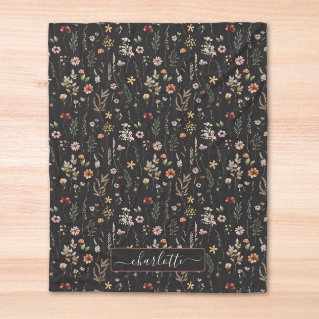 Aquarell Schönes Wildblumen-Blumenmuster  Fleecedecke (Von Creator hochgeladen)