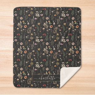 Aquarell Schönes Wildblumen-Blumenmuster Sherpadecke