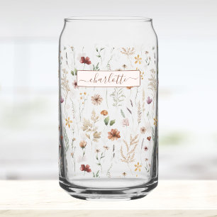 Aquarell Schönes Wildblumenmuster Personalisiert Dosenglas