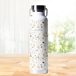 Aquarell Schönes Wildblumenmuster Personalisiert Trinkflasche