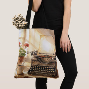 Aquarell-Schreibmaschine mit leerem Blatt Papier Tasche