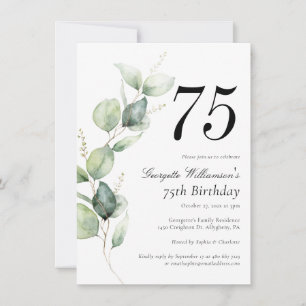 Aquarell Schriftzug 75. Geburtstag Einladung