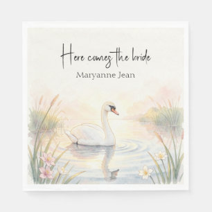 Aquarell-Schwan Romantische Brautparty Serviette