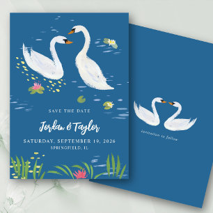 Aquarell-Schwäne Romantische Hochzeitseinladung Bl Einladung