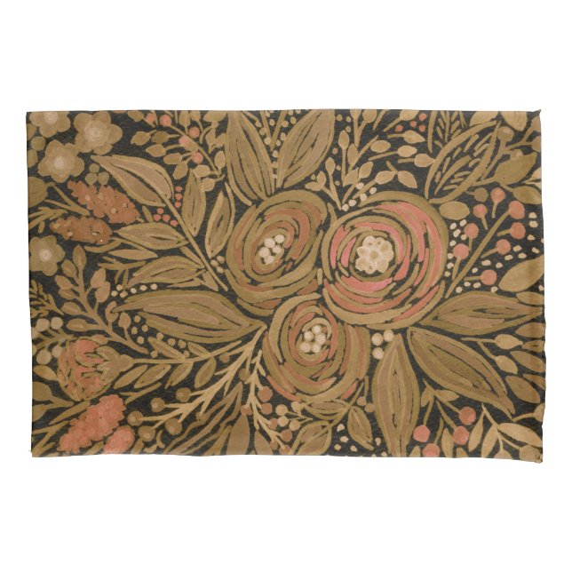 Aquarell, schwarz-braun, blumenschwarz, Muster sch Kissenbezug (Vorderseite)